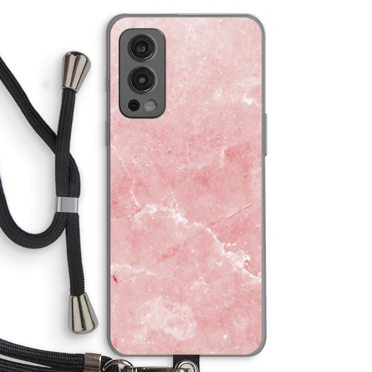 Roze marmer: OnePlus Nord 2 5G Transparant Hoesje met koord