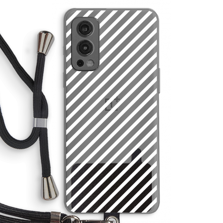 Strepen zwart-wit: OnePlus Nord 2 5G Transparant Hoesje met koord