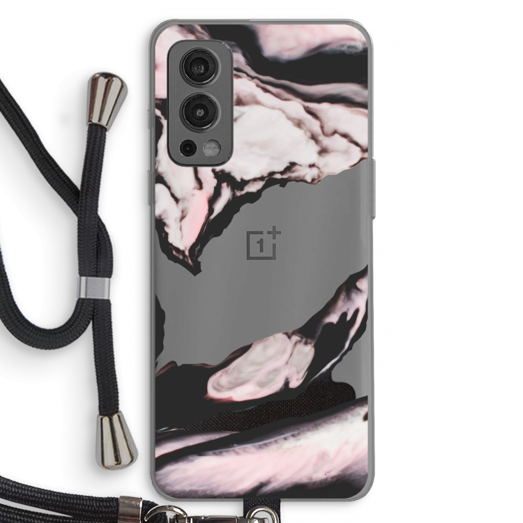 Roze stroom: OnePlus Nord 2 5G Transparant Hoesje met koord