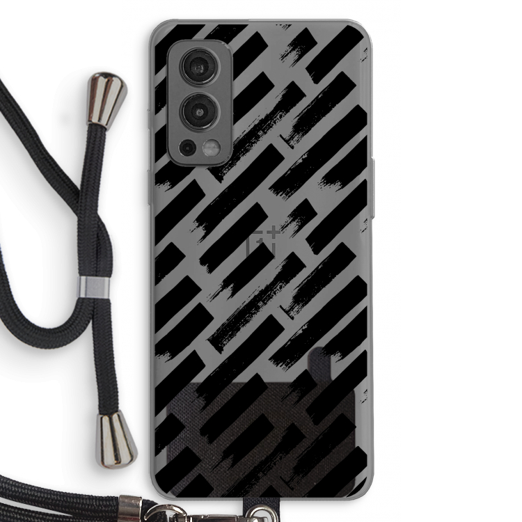 Zwarte vegen: OnePlus Nord 2 5G Transparant Hoesje met koord