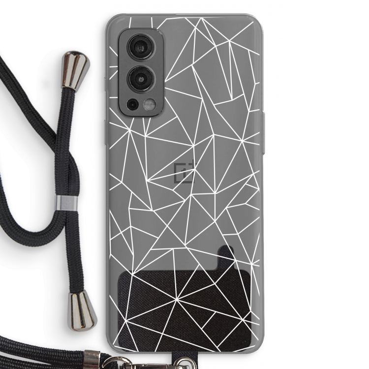 Geometrische lijnen wit: OnePlus Nord 2 5G Transparant Hoesje met koord