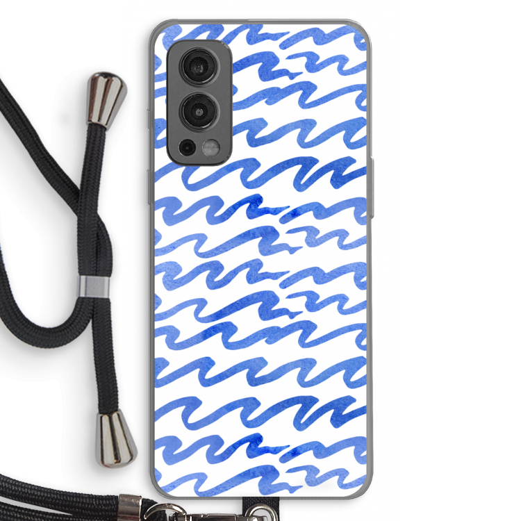 Blauwe golven: OnePlus Nord 2 5G Transparant Hoesje met koord