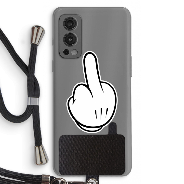 Middle finger white: OnePlus Nord 2 5G Transparant Hoesje met koord