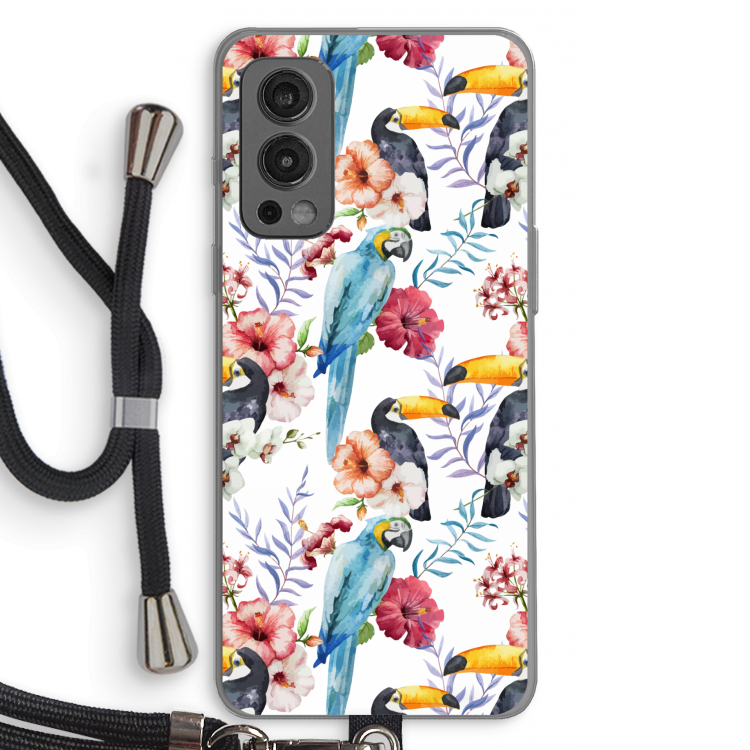 Bloemen tukan: OnePlus Nord 2 5G Transparant Hoesje met koord