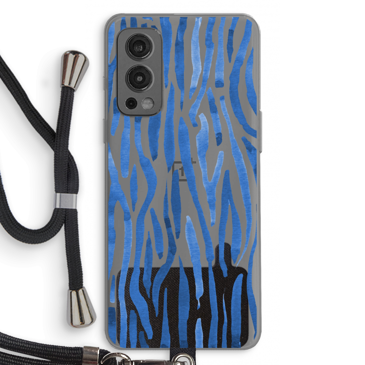 Blauwe nerven: OnePlus Nord 2 5G Transparant Hoesje met koord