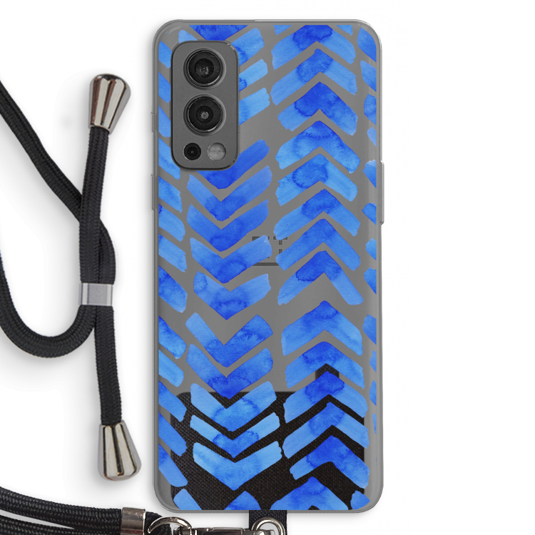 Blauwe pijlen: OnePlus Nord 2 5G Transparant Hoesje met koord