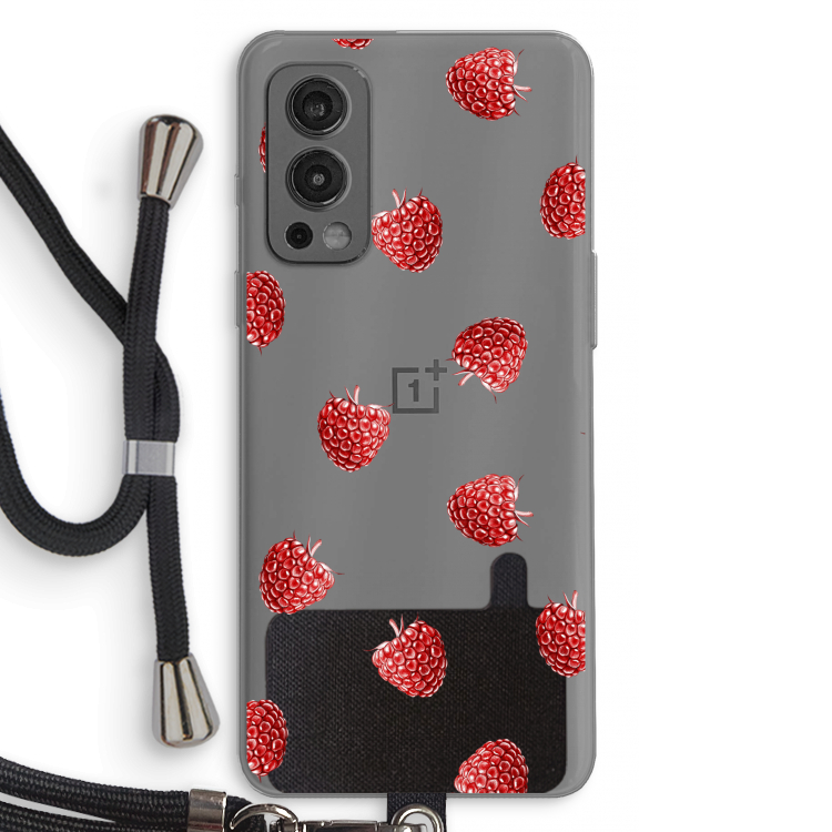 Framboosjes: OnePlus Nord 2 5G Transparant Hoesje met koord