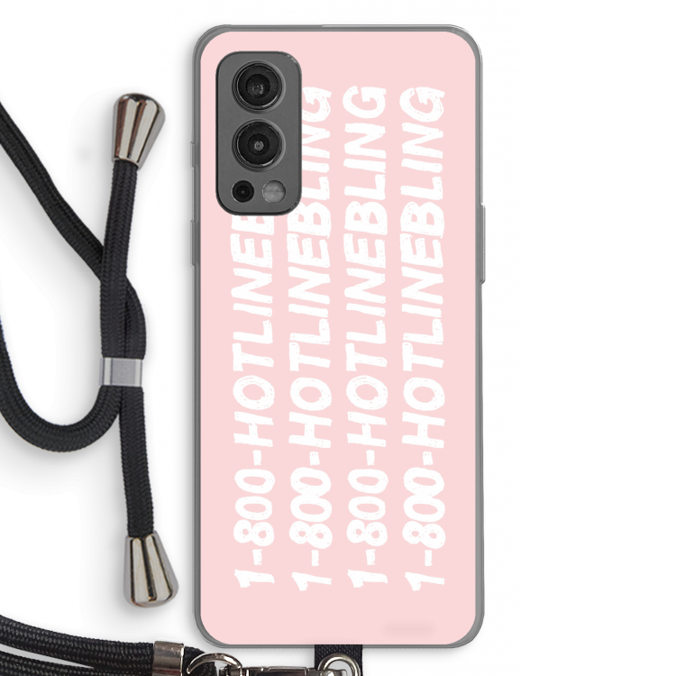 Hotline bling pink: OnePlus Nord 2 5G Transparant Hoesje met koord
