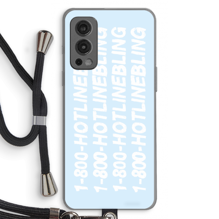 Hotline bling blue: OnePlus Nord 2 5G Transparant Hoesje met koord