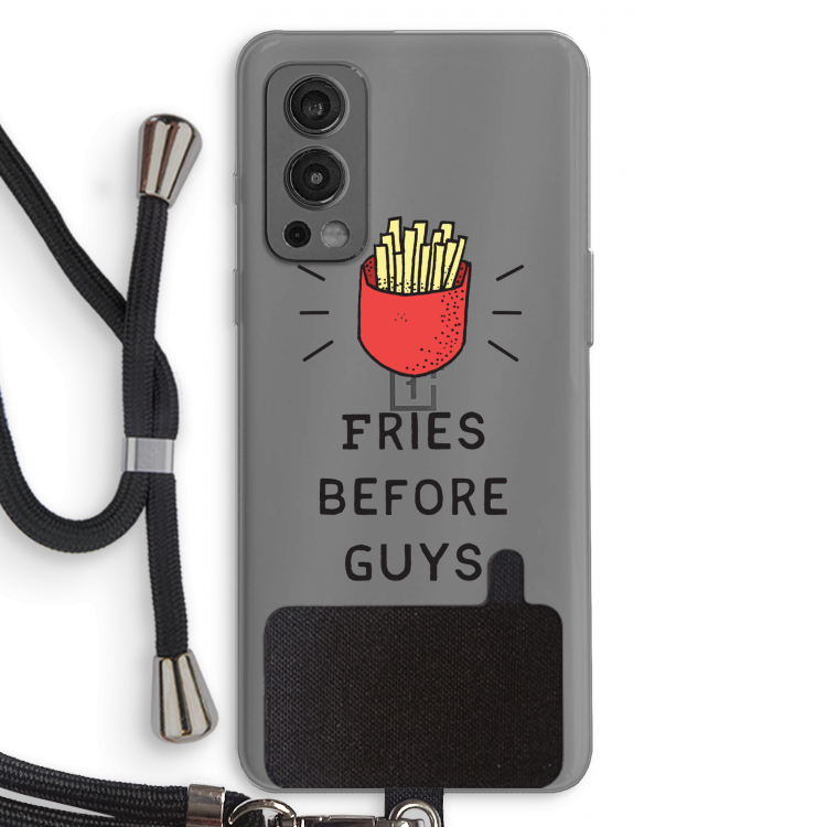 Fries before guys: OnePlus Nord 2 5G Transparant Hoesje met koord