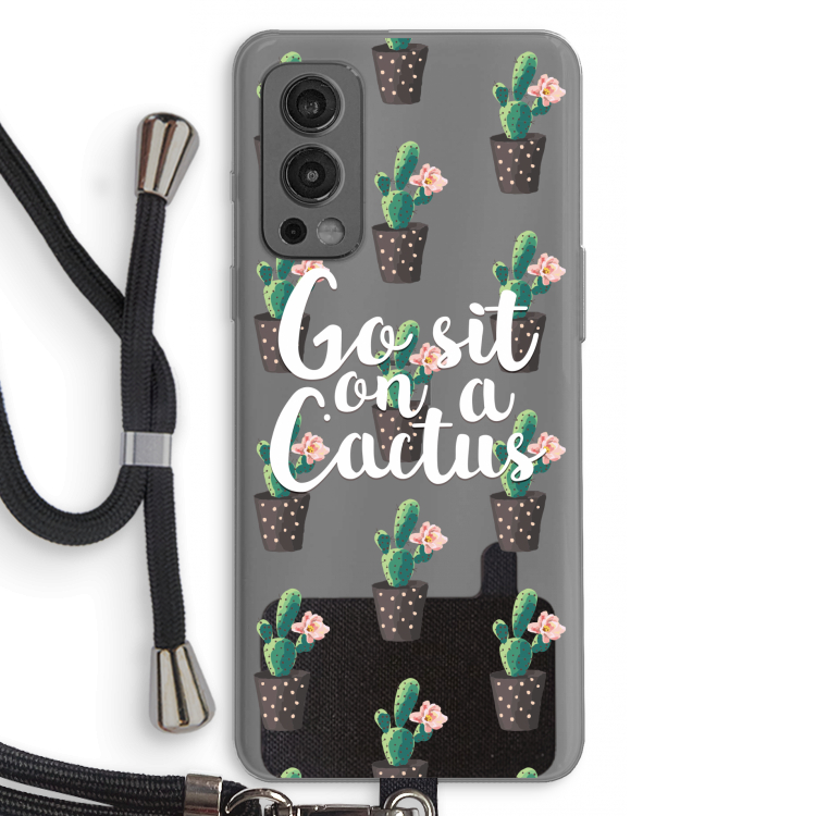 Cactus quote: OnePlus Nord 2 5G Transparant Hoesje met koord
