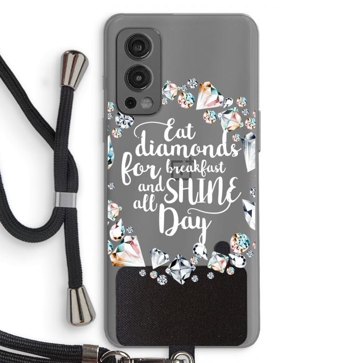 Diamonds: OnePlus Nord 2 5G Transparant Hoesje met koord