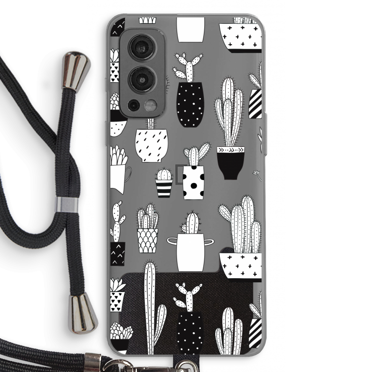 Cactusmotief: OnePlus Nord 2 5G Transparant Hoesje met koord
