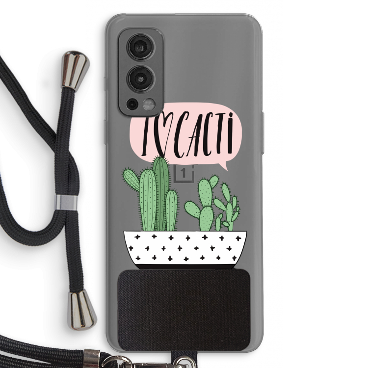 I love cacti: OnePlus Nord 2 5G Transparant Hoesje met koord