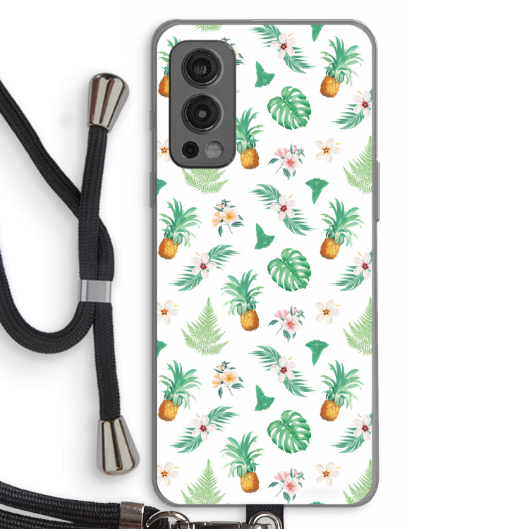 Ananas bladeren: OnePlus Nord 2 5G Transparant Hoesje met koord