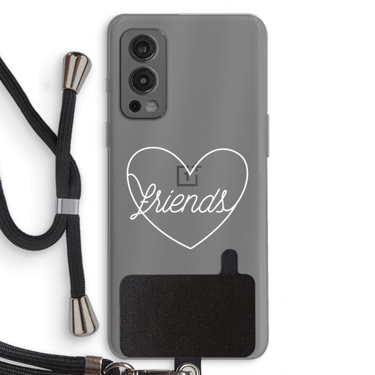 Friends heart pastel: OnePlus Nord 2 5G Transparant Hoesje met koord