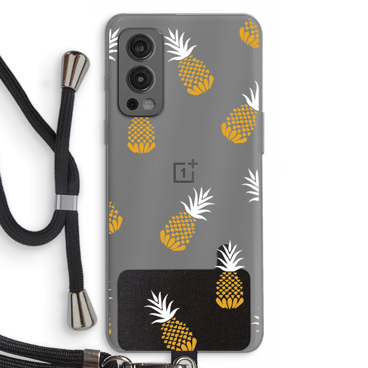 Ananasjes: OnePlus Nord 2 5G Transparant Hoesje met koord