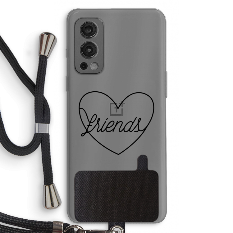 Friends heart black: OnePlus Nord 2 5G Transparant Hoesje met koord
