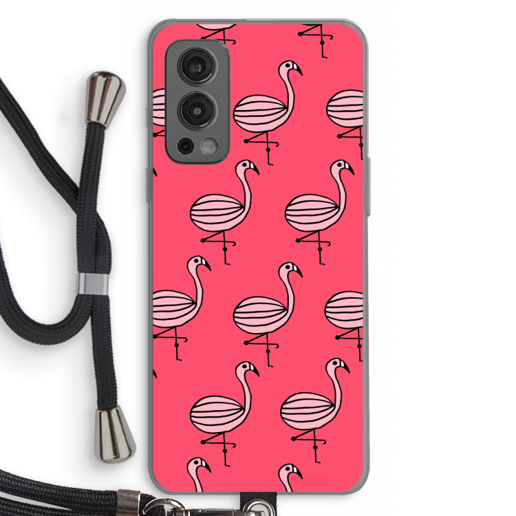 Flamingo: OnePlus Nord 2 5G Transparant Hoesje met koord