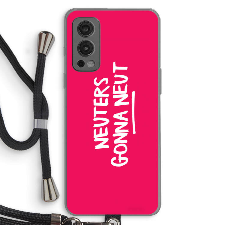 Neuters (roze): OnePlus Nord 2 5G Transparant Hoesje met koord