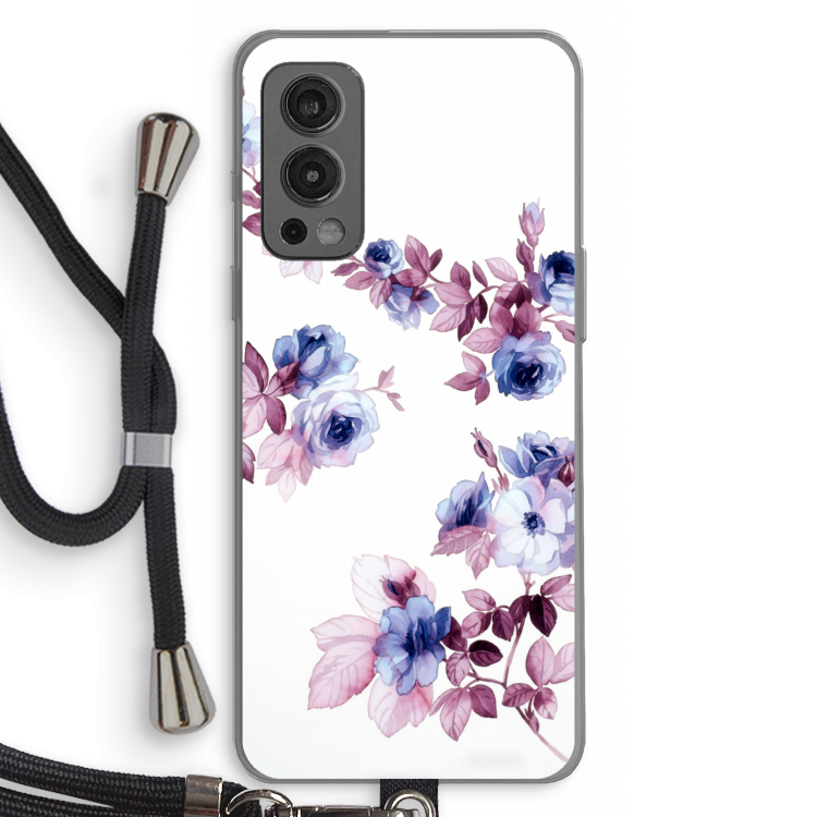 Waterverf bloemen: OnePlus Nord 2 5G Transparant Hoesje met koord