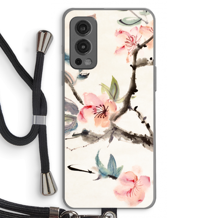 Japanse bloemen: OnePlus Nord 2 5G Transparant Hoesje met koord