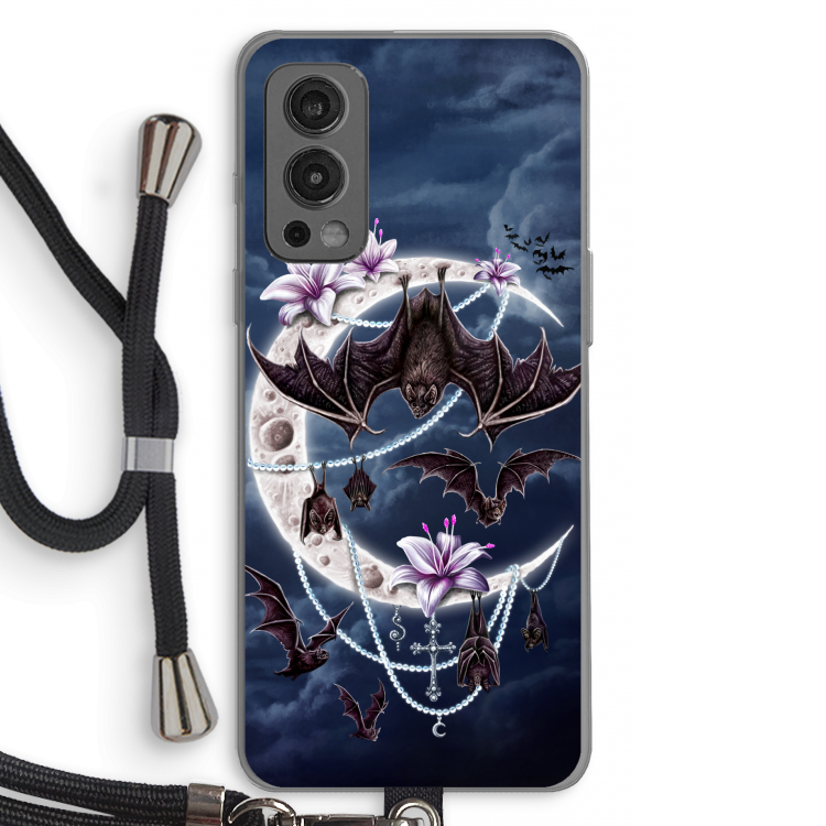 Vleermuizen Maan: OnePlus Nord 2 5G Transparant Hoesje met koord