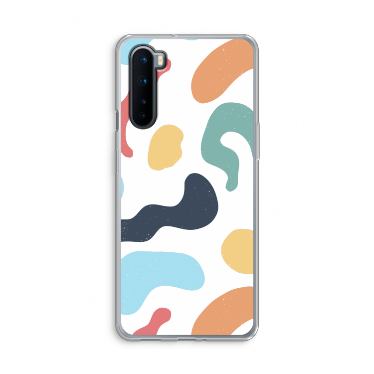 Memphis Shapes Blue: OnePlus Nord Transparant Hoesje