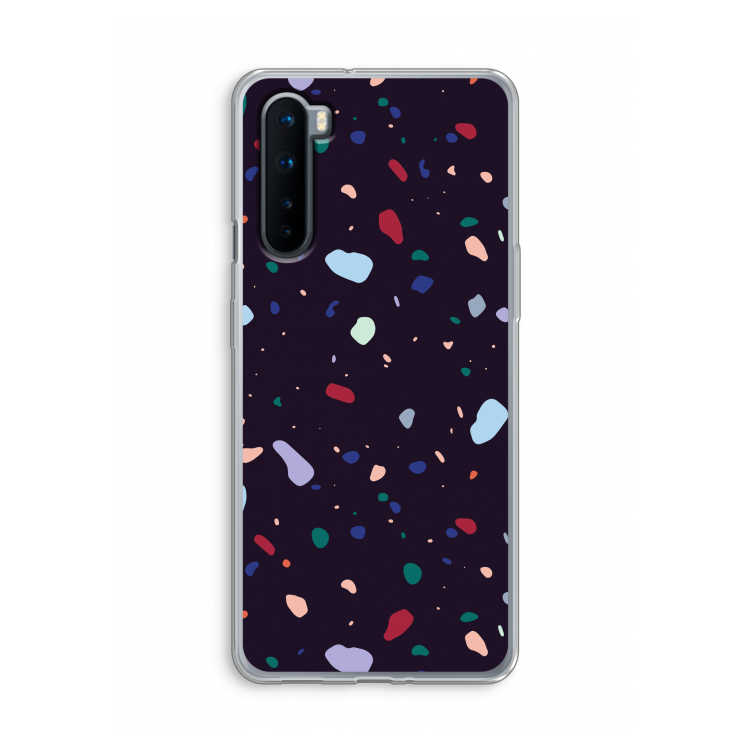 Dark Rounded Terrazzo: OnePlus Nord Transparant Hoesje