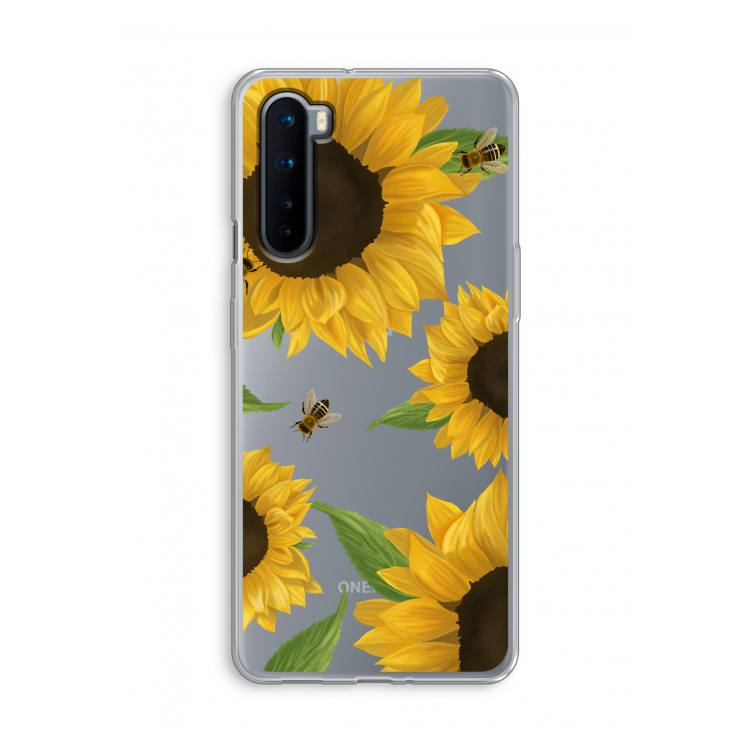 Sunflower and bees: OnePlus Nord Transparant Hoesje