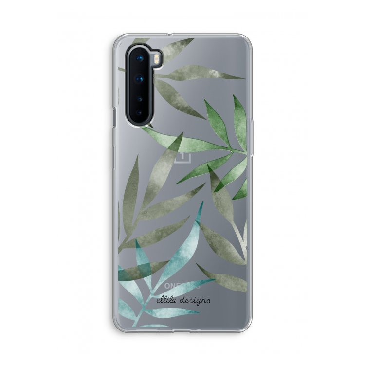 Tropical watercolor leaves: OnePlus Nord Transparant Hoesje