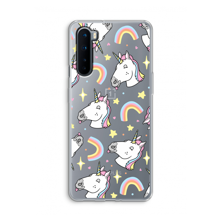 Rainbow Unicorn: OnePlus Nord Transparant Hoesje