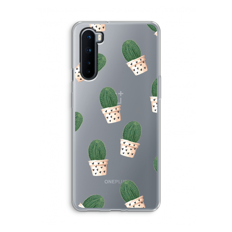 Cactusprint roze: OnePlus Nord Transparant Hoesje
