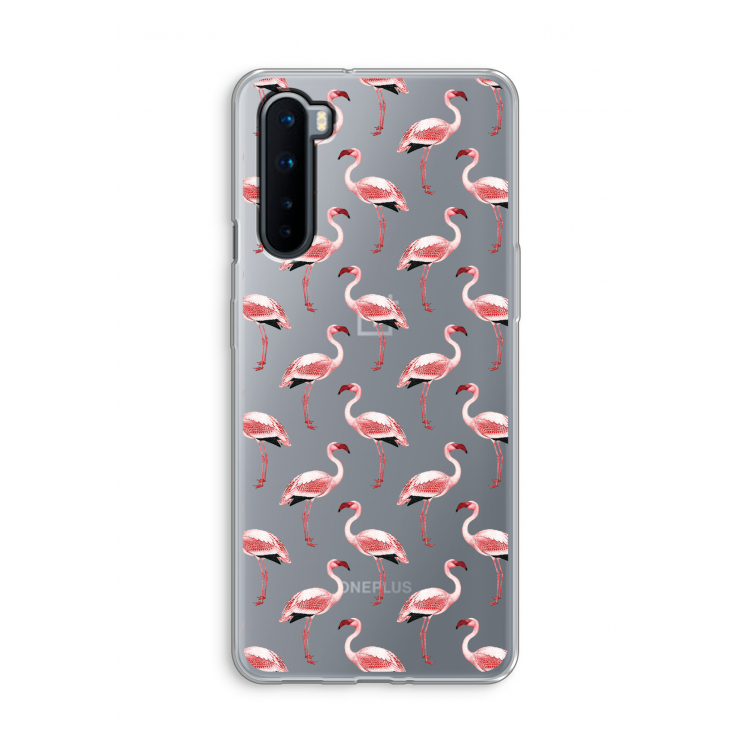 Flamingoprint groen: OnePlus Nord Transparant Hoesje