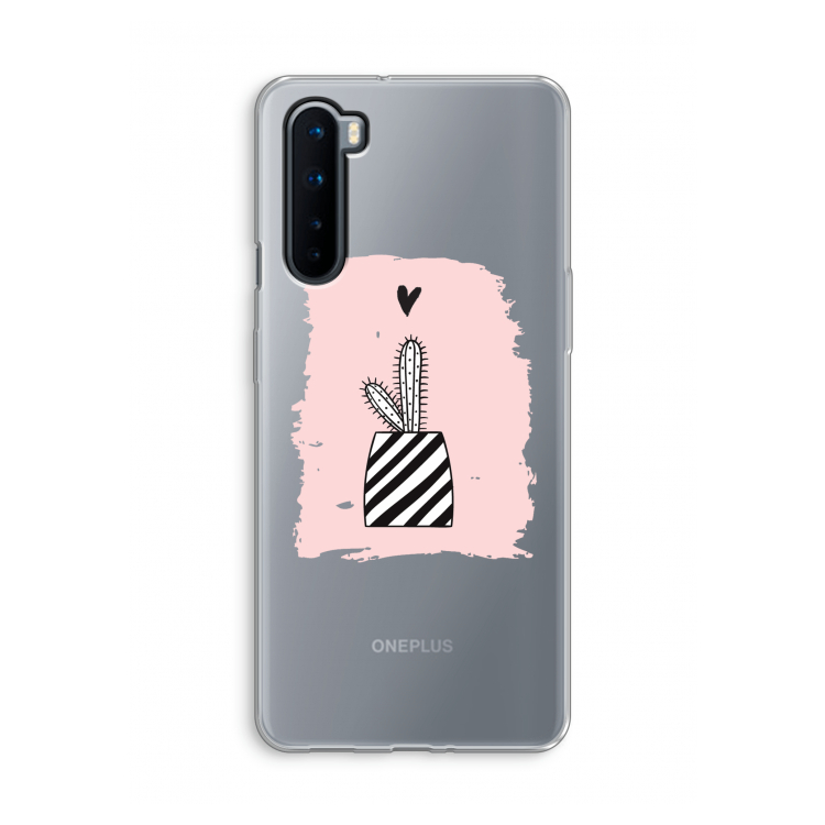Zwart-wit cactus: OnePlus Nord Transparant Hoesje