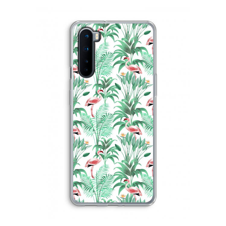 Flamingo bladeren: OnePlus Nord Transparant Hoesje