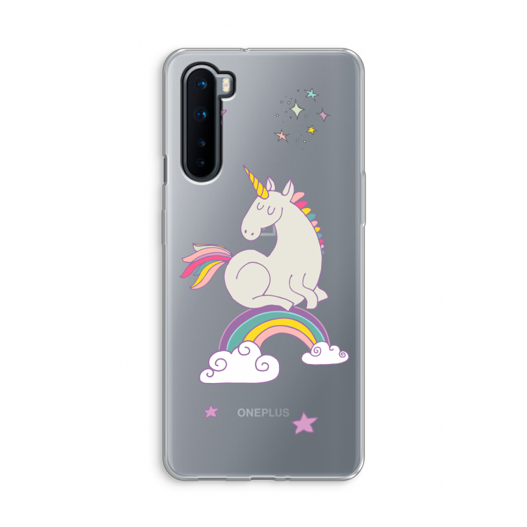 Regenboog eenhoorn: OnePlus Nord Transparant Hoesje