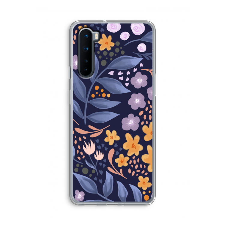 Flowers with blue leaves: OnePlus Nord Transparant Hoesje