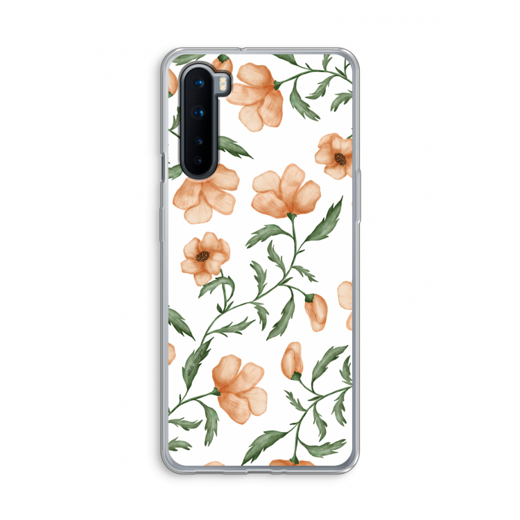 Peachy flowers: OnePlus Nord Transparant Hoesje