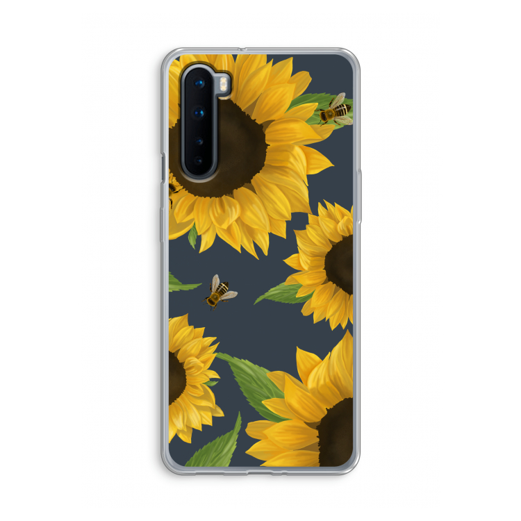 Sunflower and bees: OnePlus Nord Transparant Hoesje