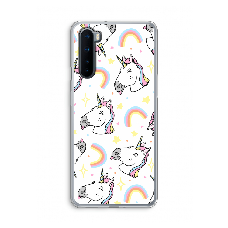 Rainbow Unicorn: OnePlus Nord Transparant Hoesje