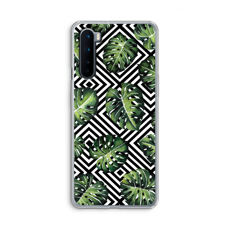 Geometrische jungle: OnePlus Nord Transparant Hoesje