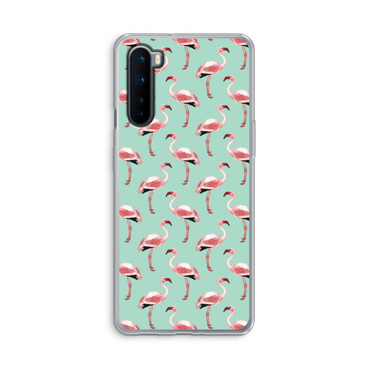 Flamingoprint groen: OnePlus Nord Transparant Hoesje