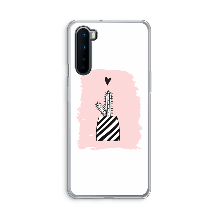 Zwart-wit cactus: OnePlus Nord Transparant Hoesje
