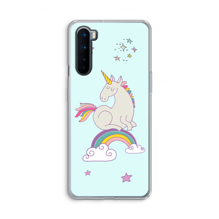Regenboog eenhoorn: OnePlus Nord Transparant Hoesje