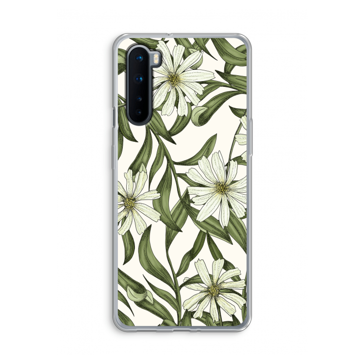 Wit bloemenpatroon: OnePlus Nord Transparant Hoesje