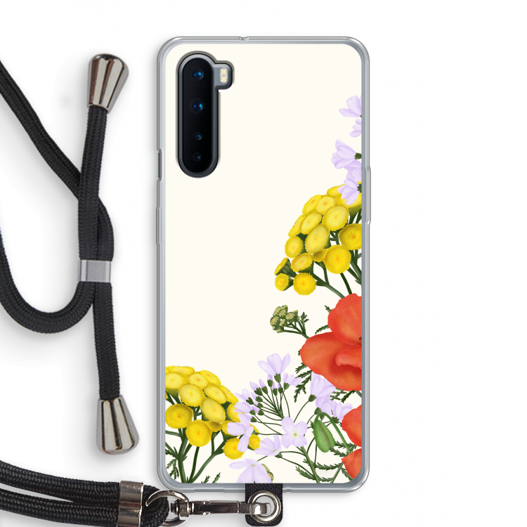 Wilde bloemen: OnePlus Nord Transparant Hoesje met koord