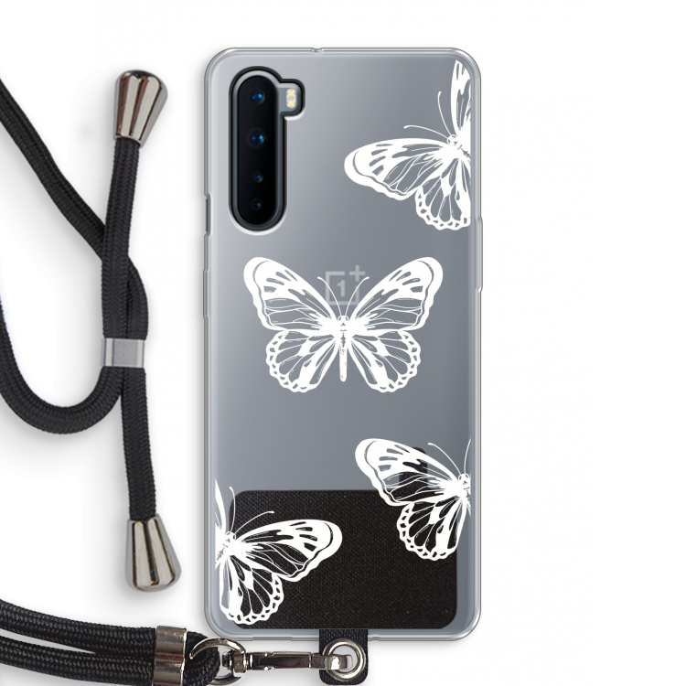 White butterfly: OnePlus Nord Transparant Hoesje met koord