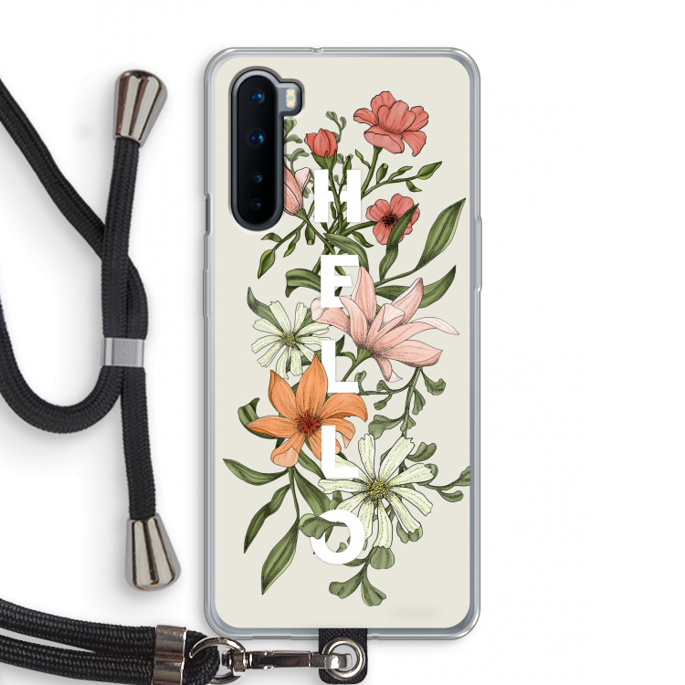 Hello bloemen: OnePlus Nord Transparant Hoesje met koord