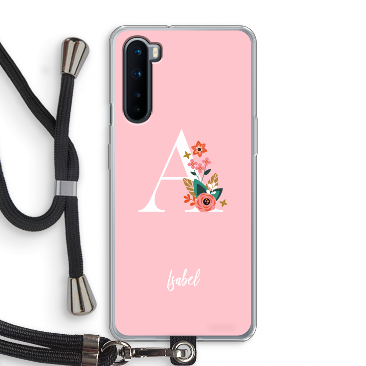 Pink Bouquet: OnePlus Nord Transparant Hoesje met koord